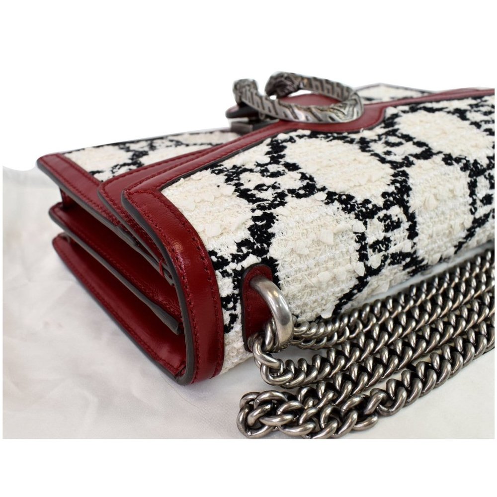 GUCCI Dionysus GG Tweed Small Shoulder Bag Cerise - Picture 4 of 12
